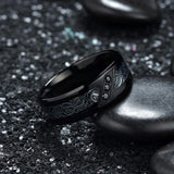 Men's Tungsten Celtic Dragon Wedding Ring with Zircon Inlay