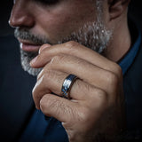 Men's Tungsten Celtic Dragon Wedding Ring with Zircon Inlay