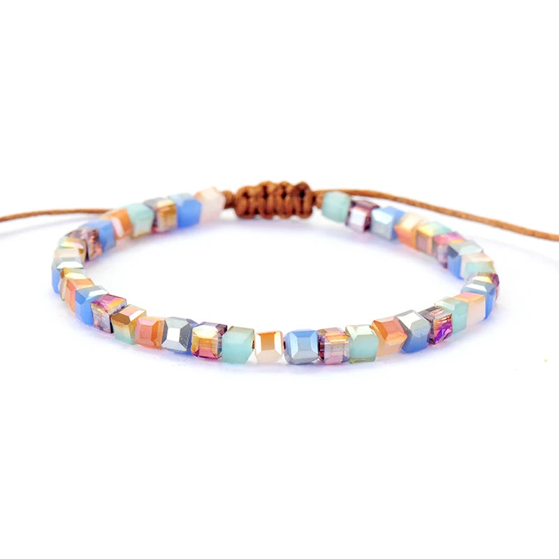 Bling Crystal Bead Friendship Bracelet Colorful Adjustable Boho Bracelet