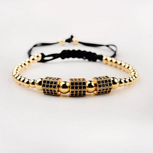CZ Geometric Wrap Bracelet with Copper Beaded Charms