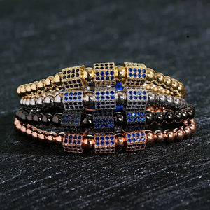 CZ Geometric Wrap Bracelet with Copper Beaded Charms