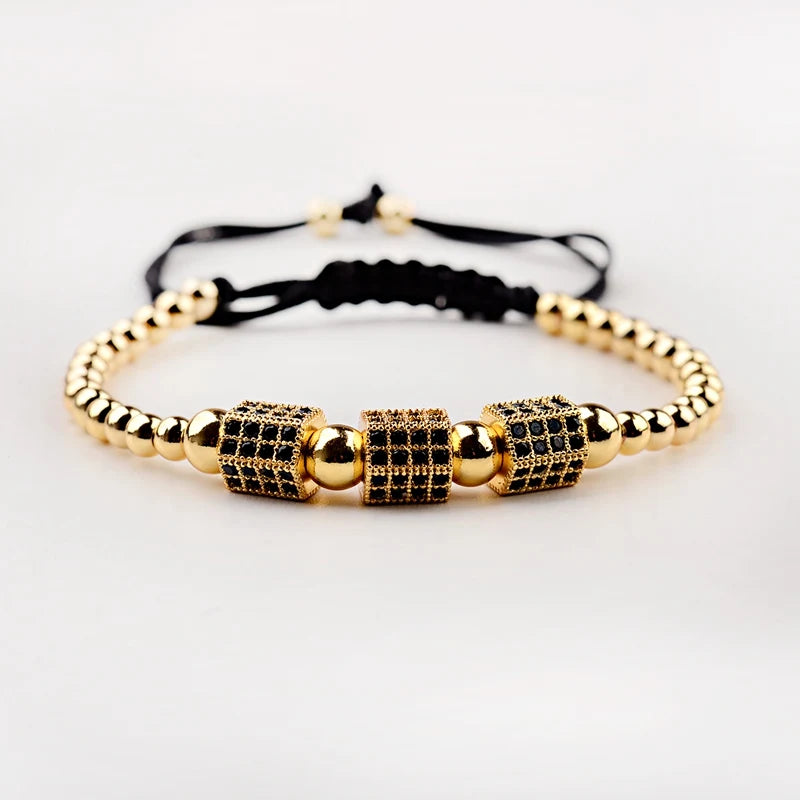 CZ Geometric Wrap Bracelet with Copper Beaded Charms