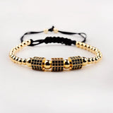 CZ Geometric Wrap Bracelet with Copper Beaded Charms