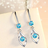Pink Crystal Silver Earrings Women Jewelry