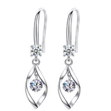 Pink Crystal Silver Earrings Women Jewelry