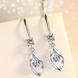 Pink Crystal Silver Earrings Women Jewelry