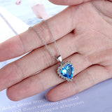 Heart Shaped Pendant Necklace 925 Silver Zirconia Chain S-N438