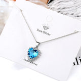 Heart Shaped Pendant Necklace 925 Silver Zirconia Chain S-N438