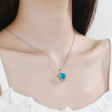 Red Heart Pendant Necklace 925 Sterling Silver Zirconia Chain