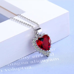 Heart Shaped Pendant Necklace 925 Silver Zirconia Chain S-N438