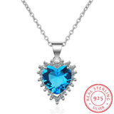 Heart Shaped Pendant Necklace 925 Silver Zirconia Chain S-N438