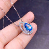 Ocean Necklace Pendant for Women 925 Silver Aquamarine Valentine Gift