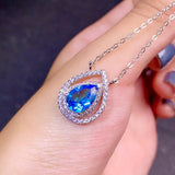 Ocean Necklace Pendant for Women 925 Silver Aquamarine Valentine Gift