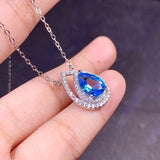 Ocean Necklace Pendant for Women 925 Silver Aquamarine Valentine Gift