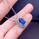 Ocean Necklace Pendant for Women 925 Silver Aquamarine Valentine Gift