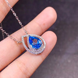 Ocean Necklace Pendant for Women 925 Silver Aquamarine Valentine Gift
