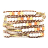 Boho Stone Leather Wrap Bracelet Vintage