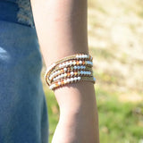 Boho Stone Leather Wrap Bracelet Vintage