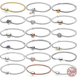 925 Silver Bracelet Round Heart Bucket Chain for DIY Jewelry