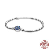 925 Silver Heart Buckle Bucket Bracelet for Charm Beaded DIY