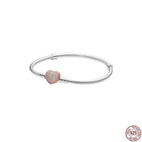 925 Sterling Silver Heart Charm Bracelet with T Bar Adjustment