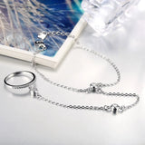 925 Sterling Silver Link Chain Bracelet with CZ Stones