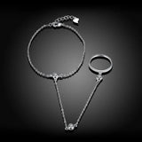 925 Sterling Silver Link Chain Bracelet with CZ Stones