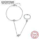 925 Sterling Silver Link Chain Bracelet with CZ Stones