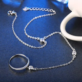 925 Sterling Silver Link Chain Bracelet with CZ Stones