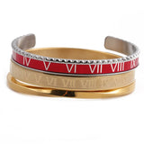 Classic Roman Numbers Bracelet Stainless Steel Cuff Bangle
