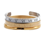 Classic Roman Numbers Bracelet Stainless Steel Cuff Bangle