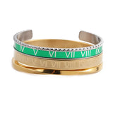 Classic Roman Numbers Bracelet Stainless Steel Cuff Bangle