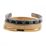 Classic Roman Numbers Bracelet Stainless Steel Cuff Bangle