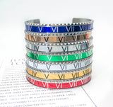 Enamel Bangles Roman Numbers Bracelets Stainless Steel Cuff Bangle