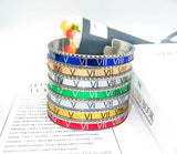 Enamel Bangles Roman Numbers Bracelets Stainless Steel Cuff Bangle