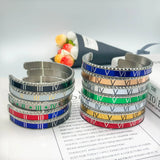 Enamel Bangles Roman Numbers Bracelets Stainless Steel Cuff Bangle