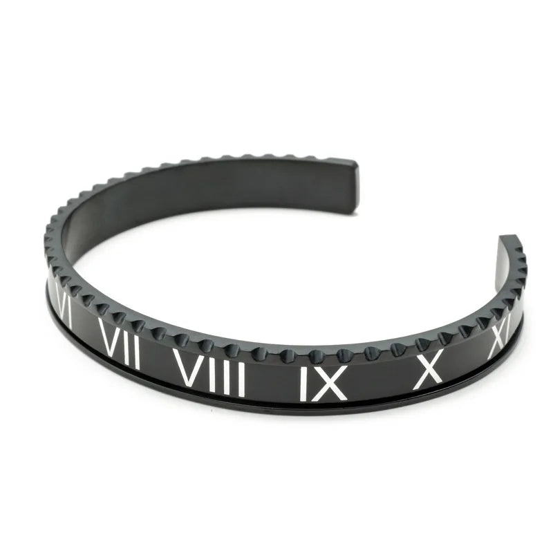 Enamel Bangles Roman Numbers Bracelets Stainless Steel Cuff Bangle