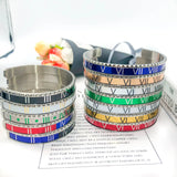 Enamel Bangles Roman Numbers Bracelets Stainless Steel Cuff Bangle