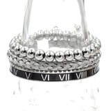 Classic Beads Bangles Roman Numbers Bracelets Stainless Steel