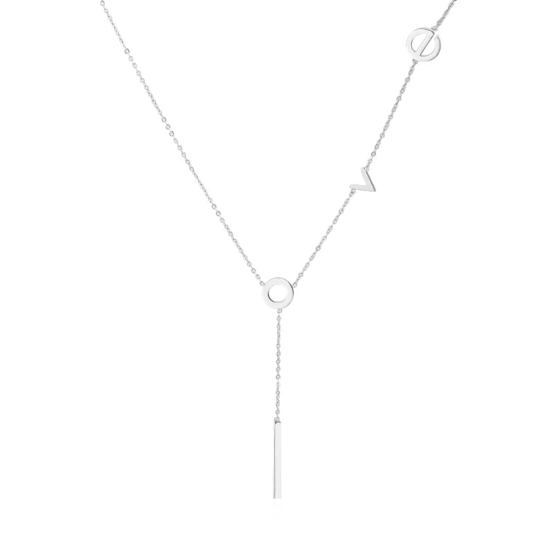 Love Letter Pattern Charm Necklace Titanium Steel Sliver Pendant