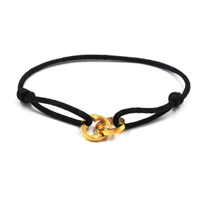 Stainless Steel Double Flower Bracelet Multicolor Ribbon Rope Wristband