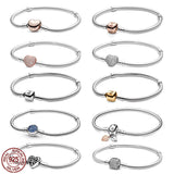 925 Silver Heart Bucket Bracelet for Charm Beads DIY Gift