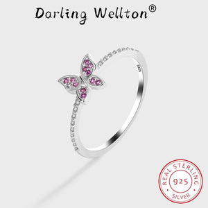 Classic Butterfly Ruby Full Diamond Couple Ring For Women
