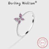 Classic Butterfly Ruby Full Diamond Couple Ring For Women