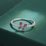 Classic Butterfly Ruby Full Diamond Couple Ring For Women
