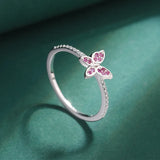 Classic Butterfly Ruby Full Diamond Couple Ring For Women