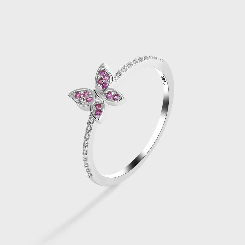 Classic Butterfly Ruby Full Diamond Couple Ring For Women