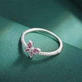 Classic Butterfly Ruby Full Diamond Couple Ring For Women