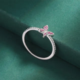 Classic Butterfly Ruby Full Diamond Couple Ring For Women