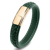 Charm Leather Bracelet Men Punk Jewelry Stainless Steel Magnetic Clasp